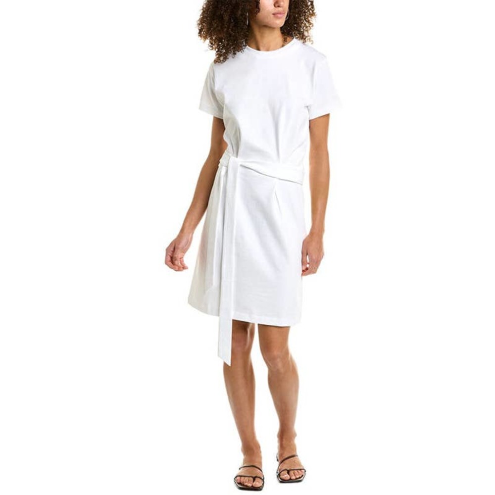 Vince White Short Sleeve Belted Mini Dress